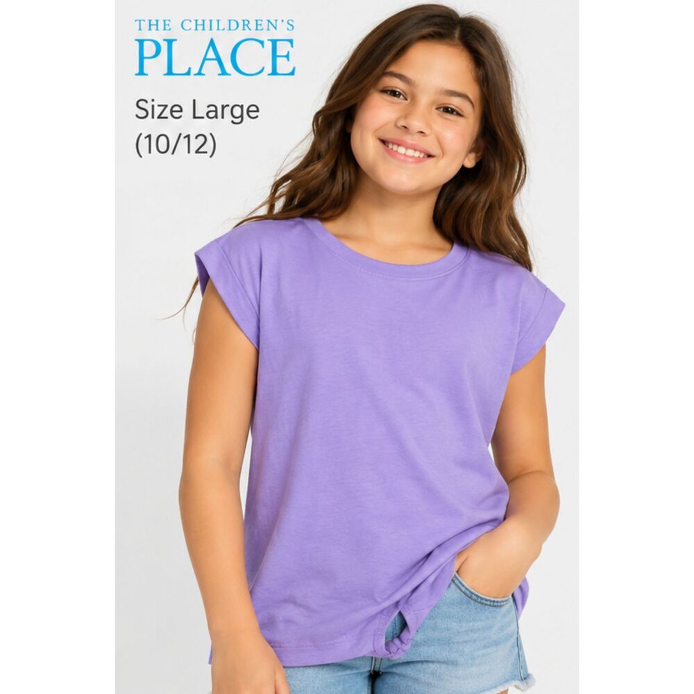The Children's Place Girls Purple Tulip Back Top Size L 10/12 NWT